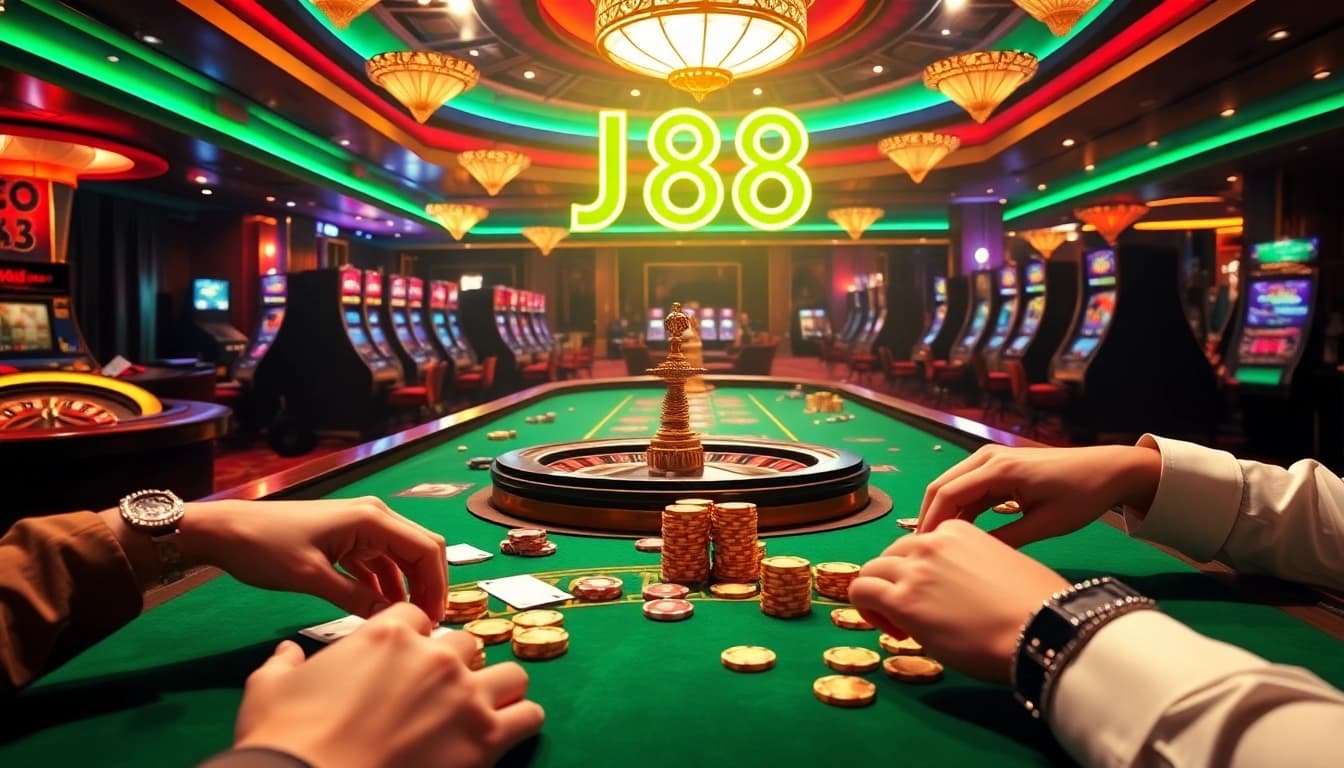 Experience the excitement at J88 casino with vibrant poker games and thrilling roulette tables.