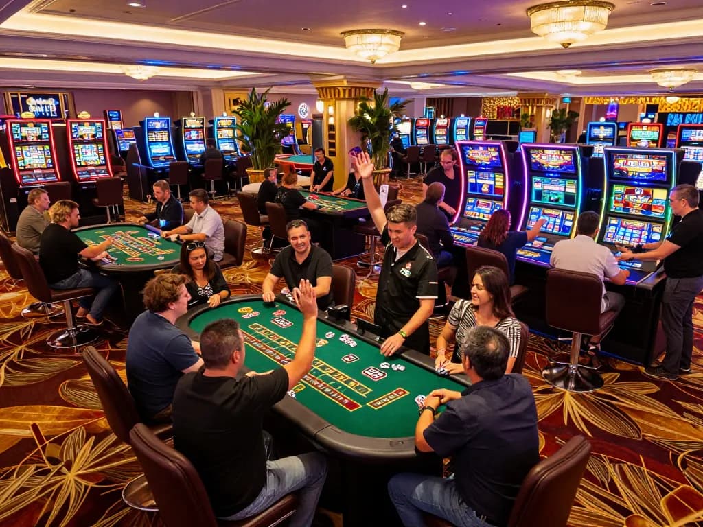 Players enjoying an exciting gaming experience at XX88 casino with vibrant atmosphere and professional dealers.