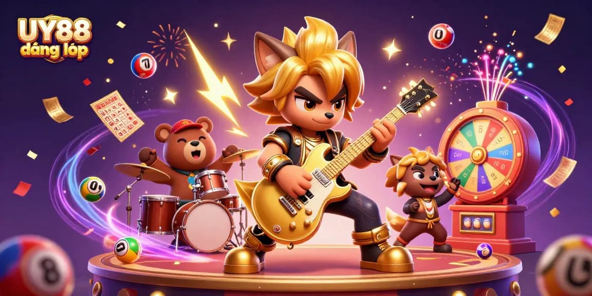 Experience thrilling UY88 đăng nhập with a dynamic casino celebration, featuring fun characters and vibrant games.