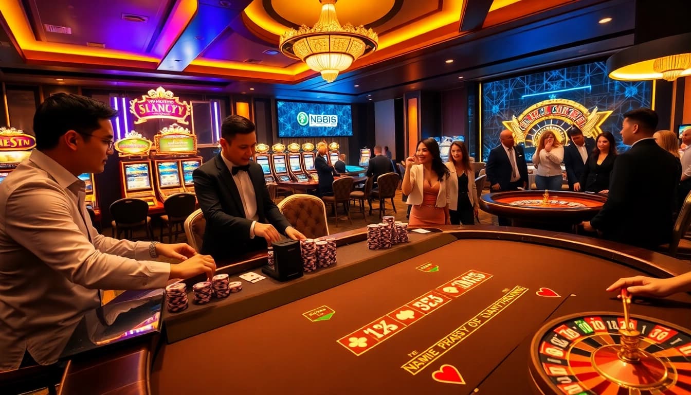 Experience thrilling gameplay at NK88 casino with vibrant slot machines and engaging table games.