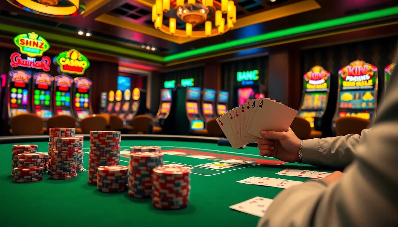 Winning big at the MV 88 casino table with vibrant poker chips and playing cards.