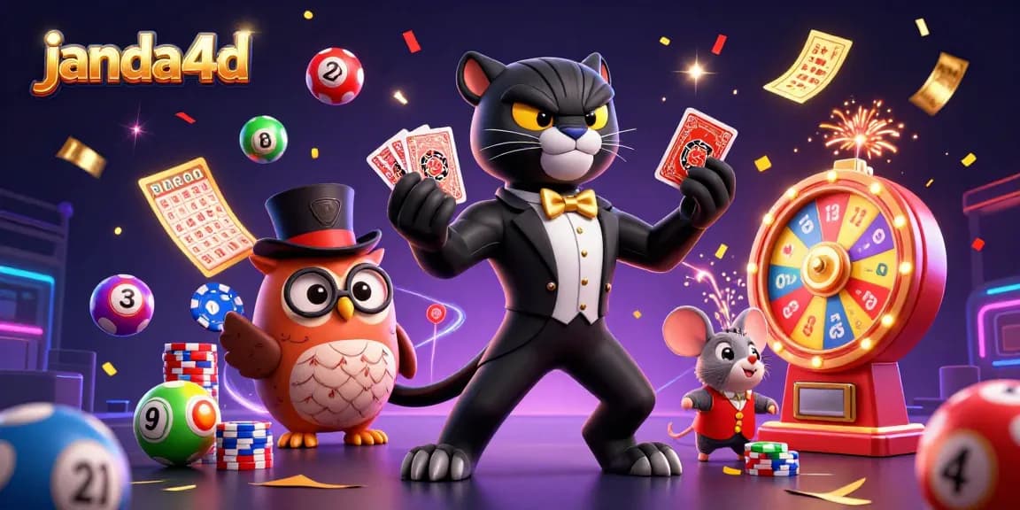 Janda4D menang dengan permainan slot gacor dan lotere yang seru, disertai suasana kasino yang ceria.