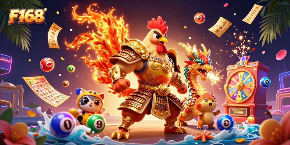 Engage in F168’s vibrant online gaming experience with thrilling characters and dynamic casino elements.