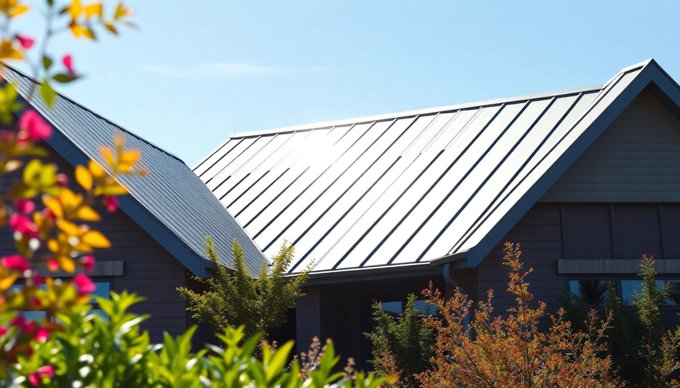 Showcase of a modern home with durable metal roofing under a clear blue sky.