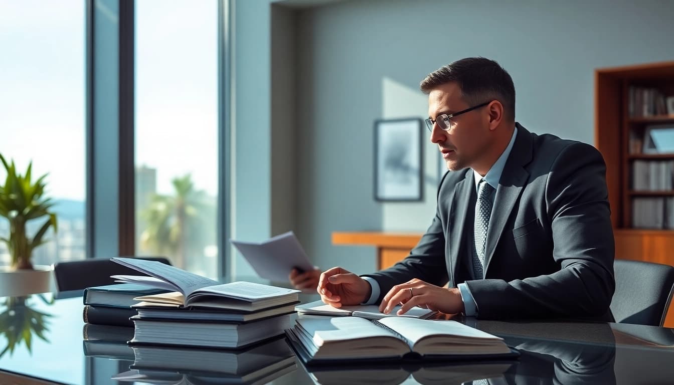 Consultation between Miami divorce lawyers in a professional office setting.