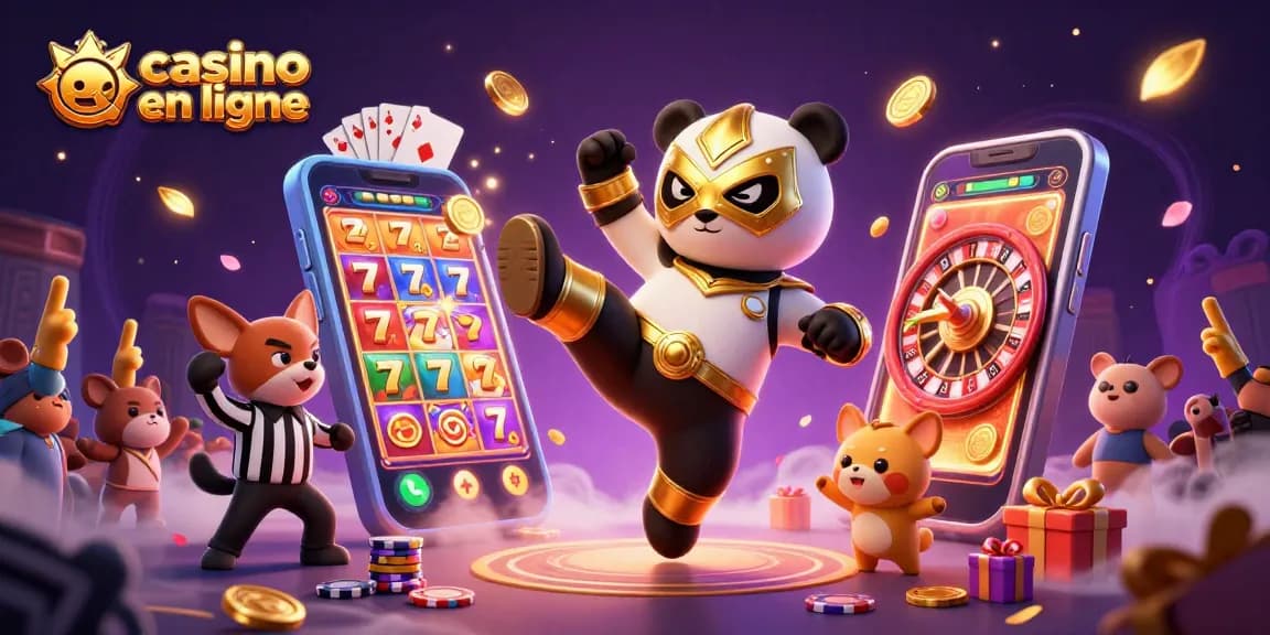 Faites le grand saut dans le casino en ligne avec le panda catcheur et la foule enthousiaste!