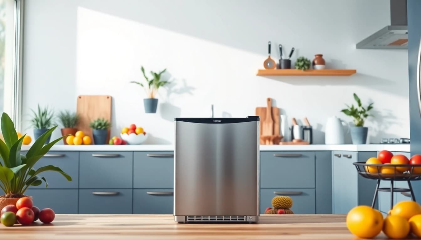 Explore a compact mini freezer, showcasing its sleek design and functionality in a modern kitchen setting.