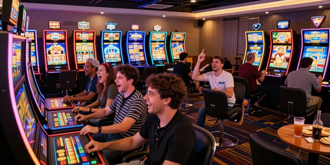 Exciting slot gaming experience in a modern casino setting with players engaged.