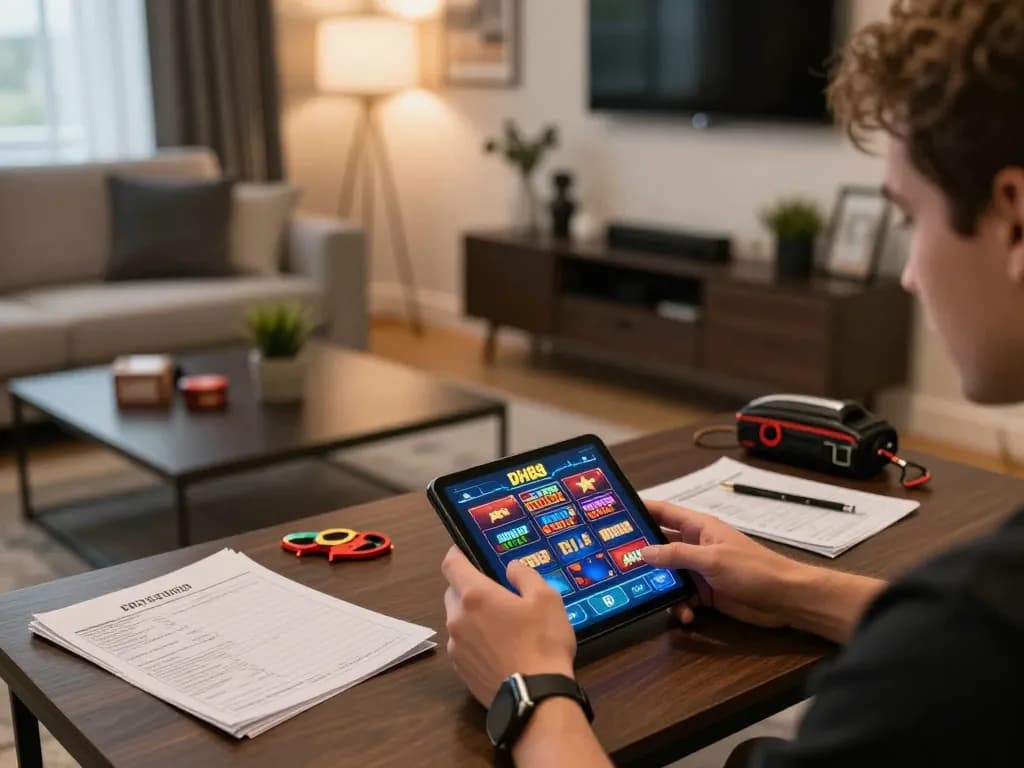 Player enjoying DH88 online casino experience on mobile device in cozy home setting