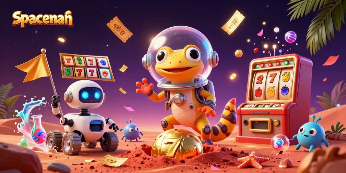Join the spaceman on his Mars adventure discovering a golden casino filled with slots.