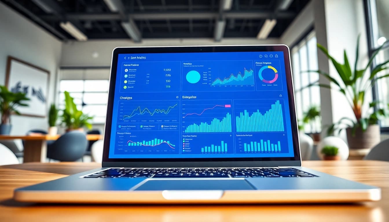 Engaging view of smm panel user interface on a laptop showcasing vibrant analytics.