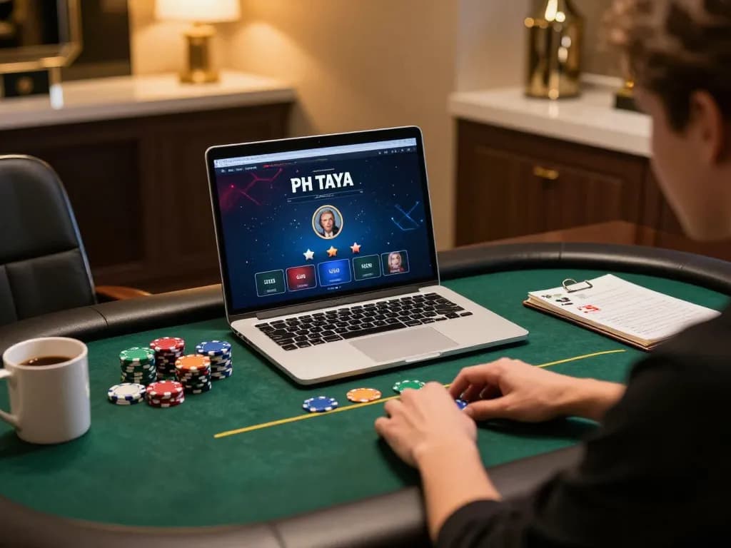 Engaging online poker gameplay on PH TAYA with colorful chips and warm lighting.