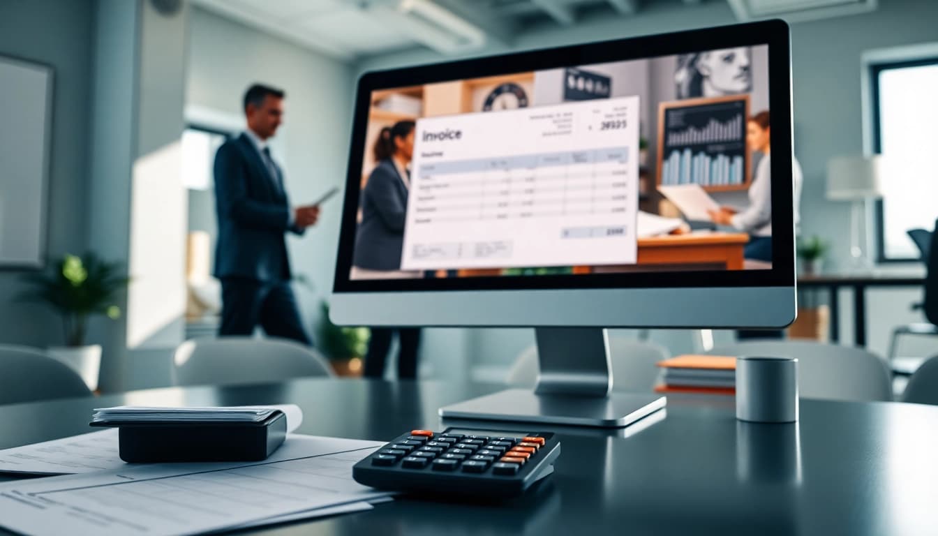 Enhance productivity with invoice processing software in a vibrant office environment.
