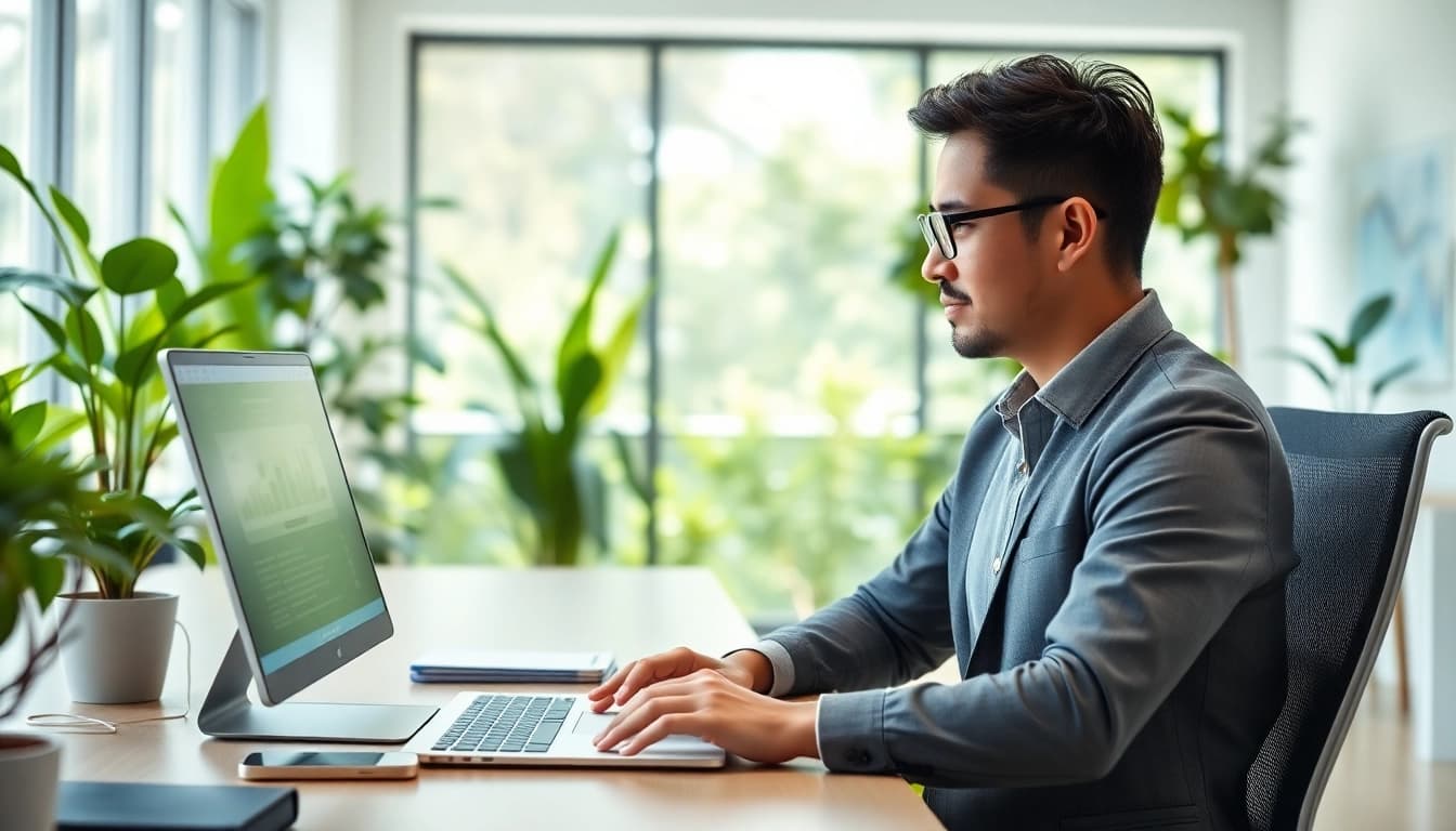 Use 向日葵远程控制 for streamlined remote computer management in a bright office setting.