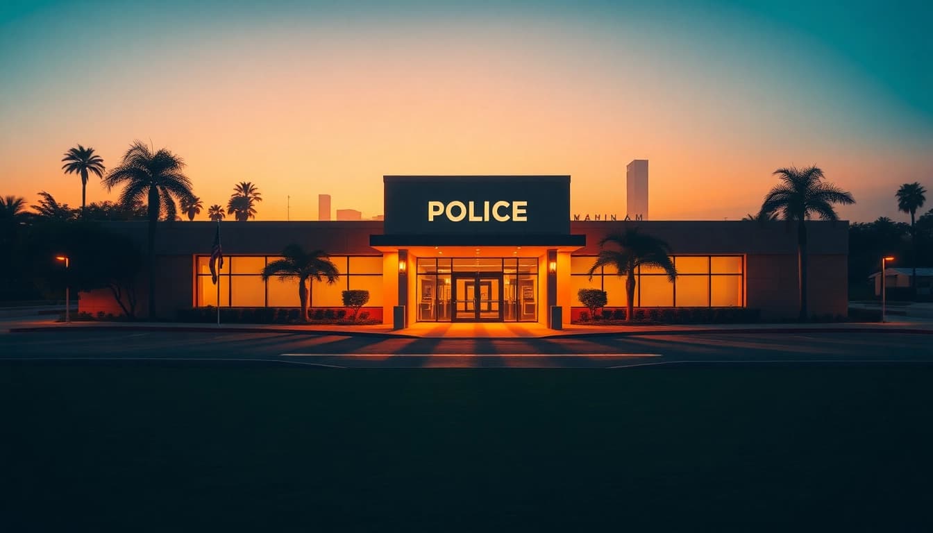 Search Anaheim inmate Locator efficiently at the Anaheim police station's inviting entrance.