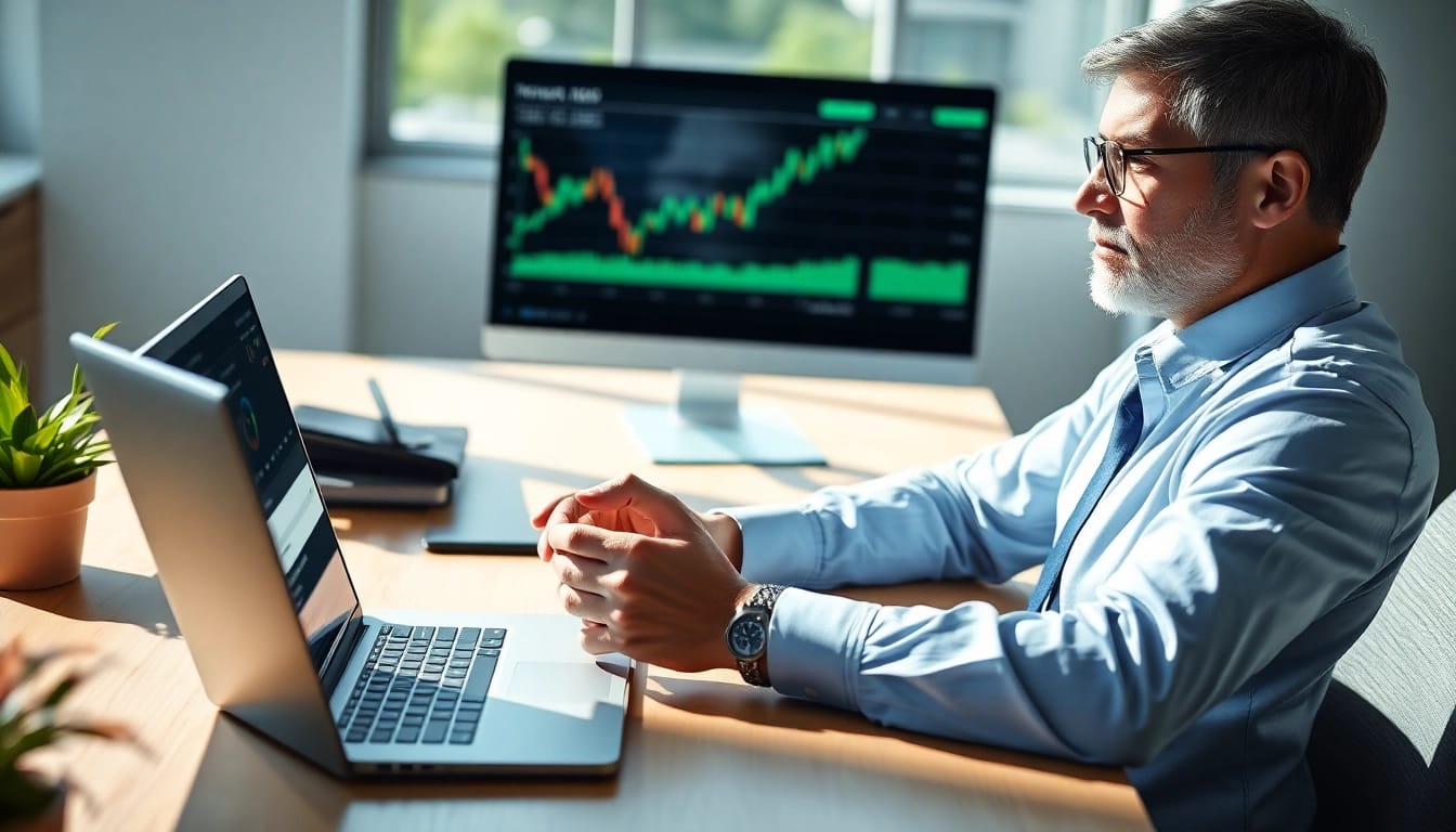 Analyzing interest rates today with a financial consultant at a modern office desk