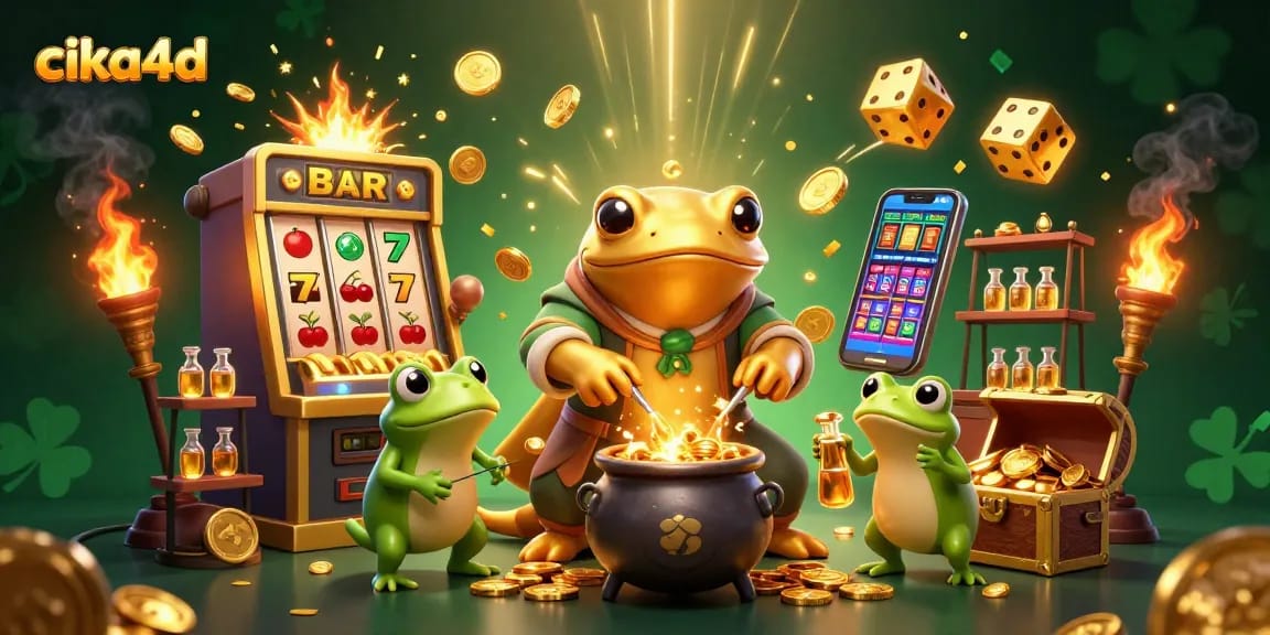 Experience the magic of cika4d online gaming with this vibrant 3D casino scene featuring exciting slots.