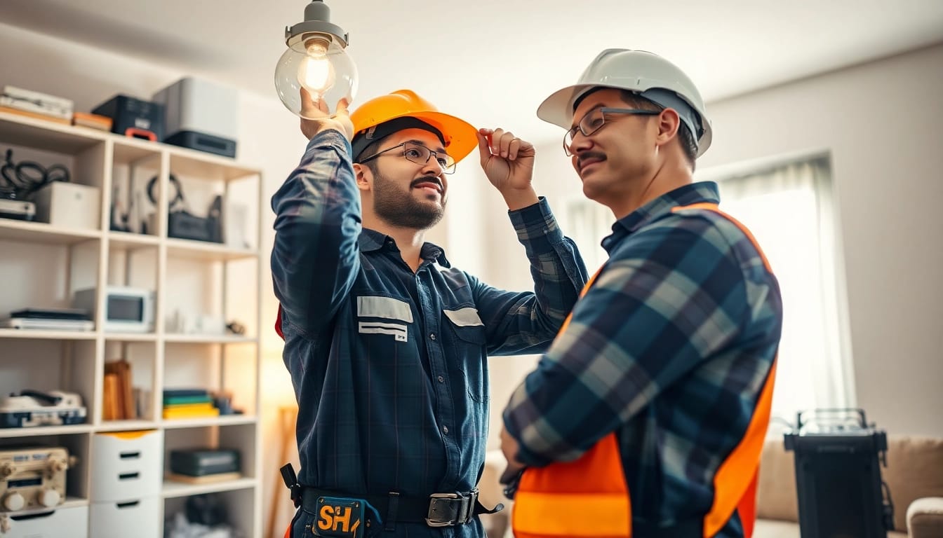 Expert electrician companies near me solving problems in a cozy living room