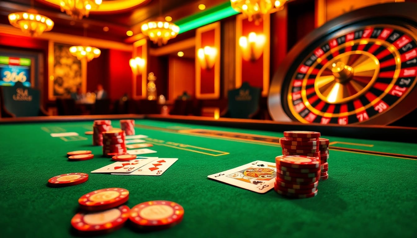 High-stakes poker scene showcasing Nhà cái uy tín Bet88 with vibrant chips and cards.