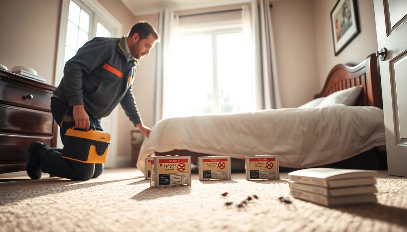 Inspecting traps with https://affordablebedbugexterminators.com for professional bed bug extermination solutions.