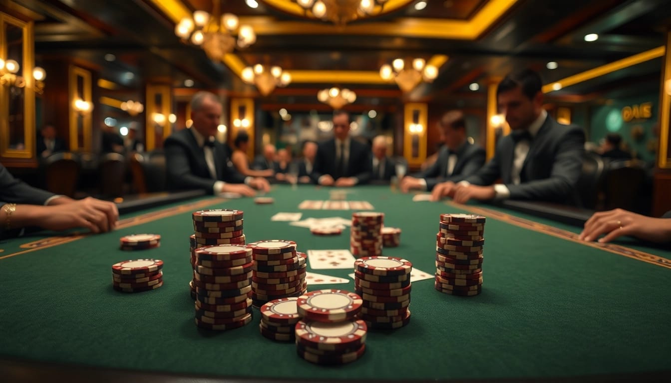 Engaging poker table showcasing HWM stock price dynamics in a premium casino setting.