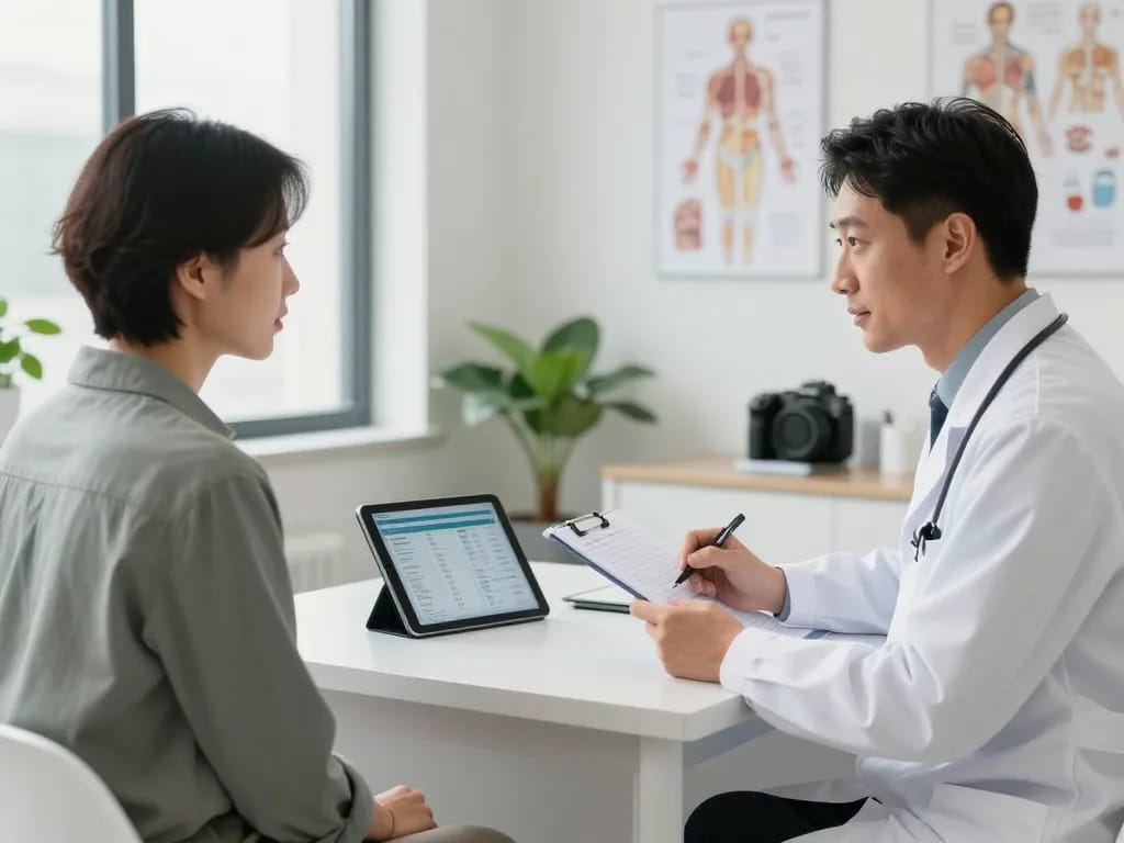 個別ケアに焦点を当てた医師と患者の相談を示すメンズライフクリニックのレビュー。