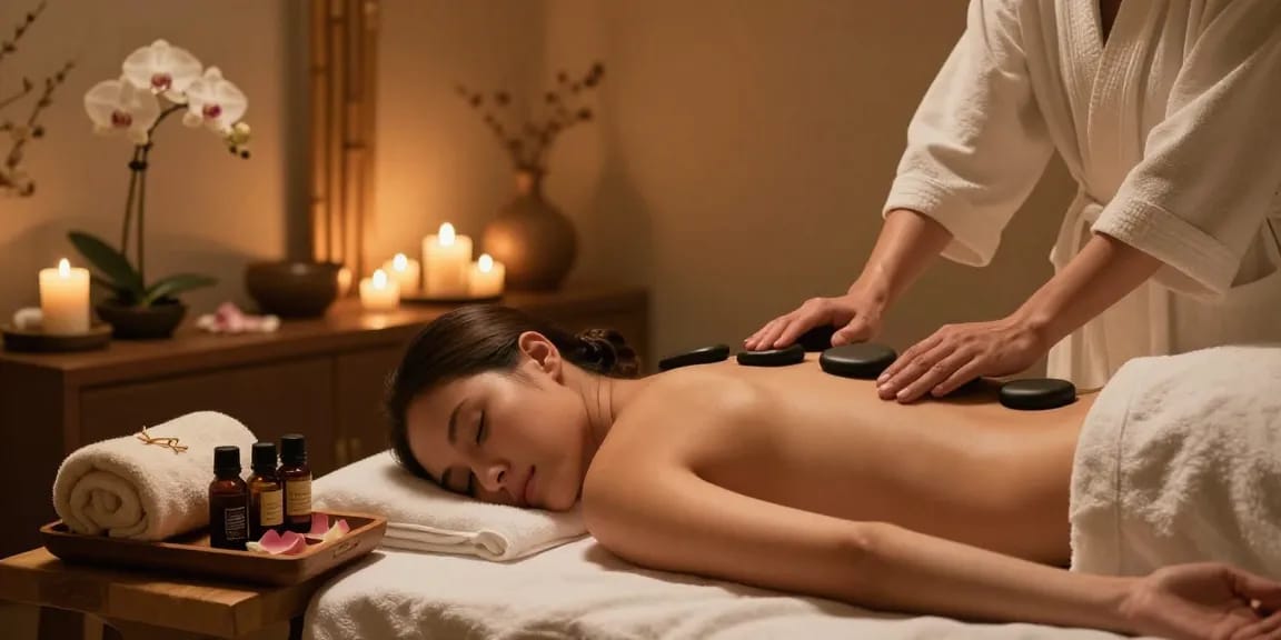 서울출장안마 스파 치료 중인 고객, 편안함과 재충전의 순간을 느끼는 고급 마사지 환경