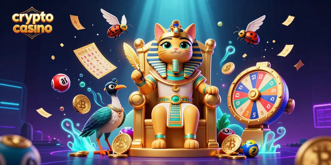 Gagnez en jouant dans un crypto casino avec des personnages colorés et des éléments de jeu en impression 3D.