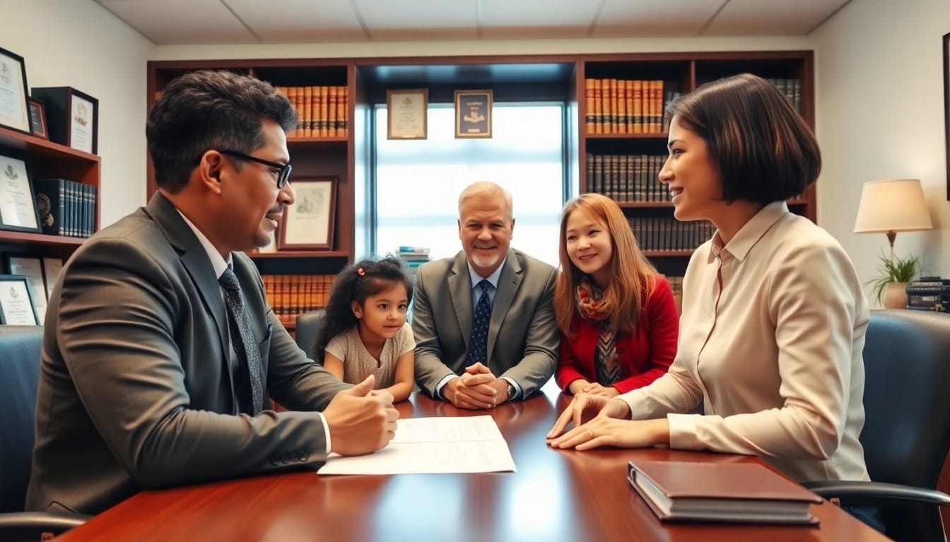 New Hampshire Immigration Lawyer advising diverse clients in a professional setting, emphasizing trust and expertise.