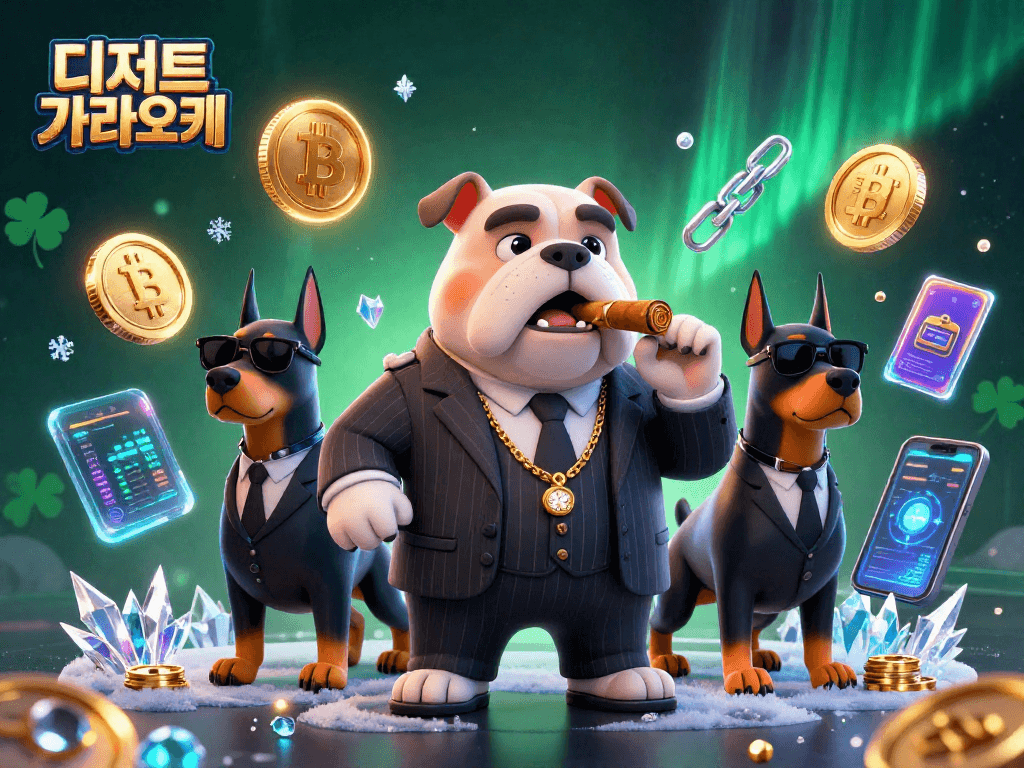 디저트 가라오케에서 3D 카툰 형상의 카리스마 넘치는 성격들을 담은 일러스트