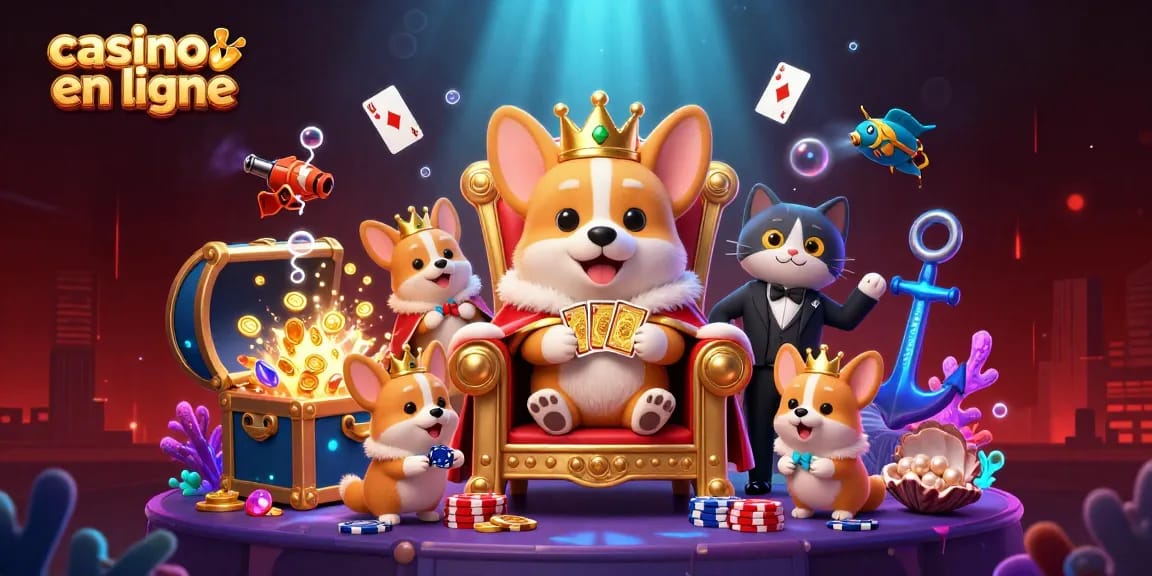 Jouez au casino en ligne avec des personnages animés dans un océan coloré rempli de trésors.