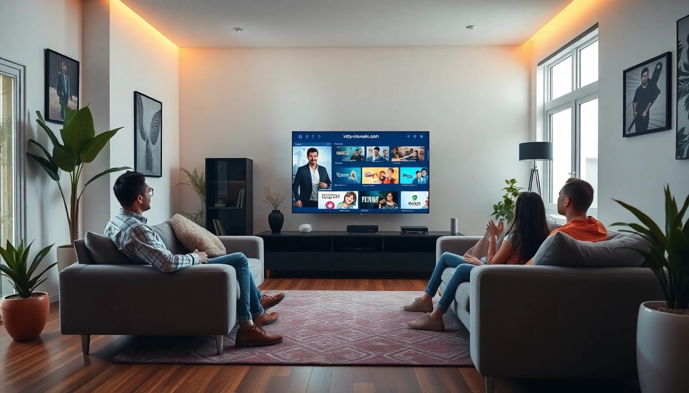 Experience seamless streaming entertainment with https://vizomate.com in a modern living room.