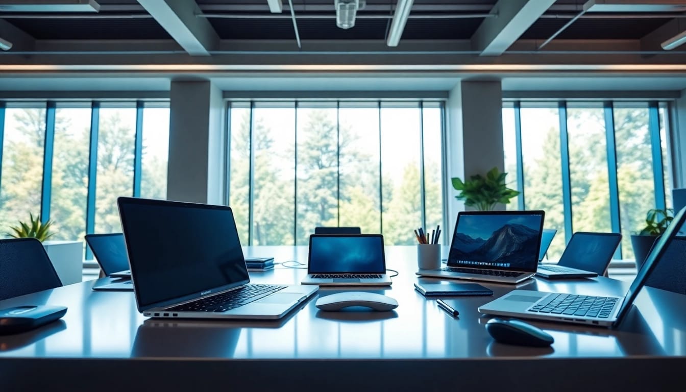 Showcasing innovative gadgets of fab u tech in a modern office environment.