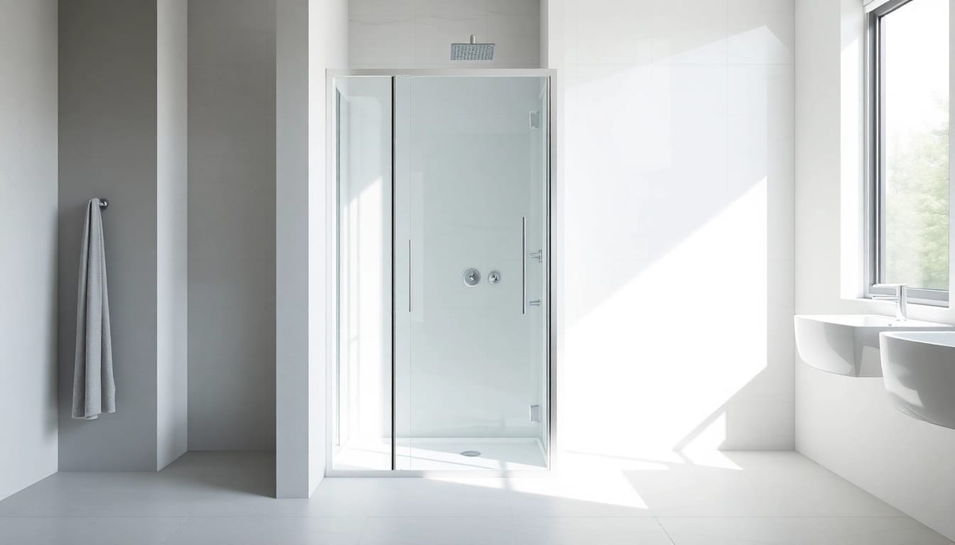 Moderne duschkabine 80x80 eckeinstieg in eleganter Badezimmerumgebung