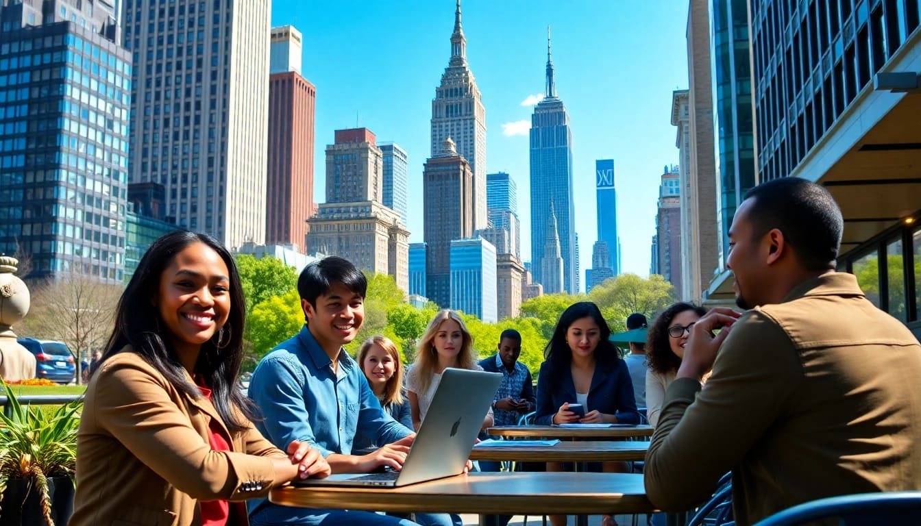 Engaged job seekers in New York City, reflecting the thriving jobs new york market.