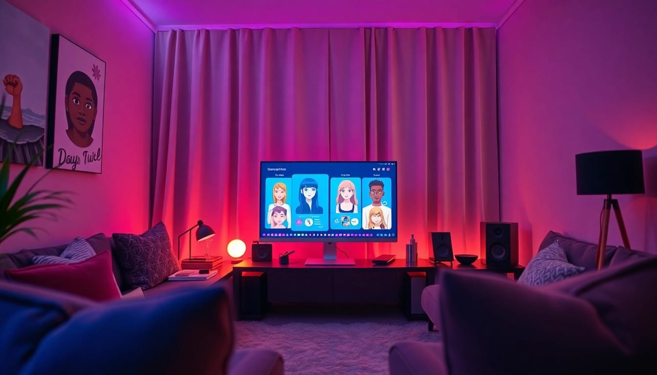 Engaging NSFW AI interaction scene highlighting vibrant character displays and modern aesthetics.