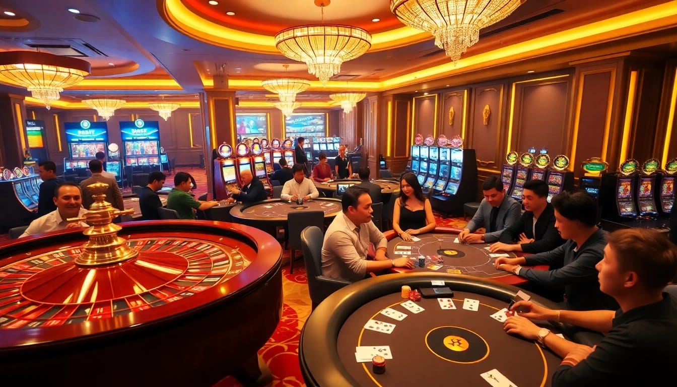 Engage with thrilling games at nhà cái F8BET, featuring vibrant casino tables and exciting action.