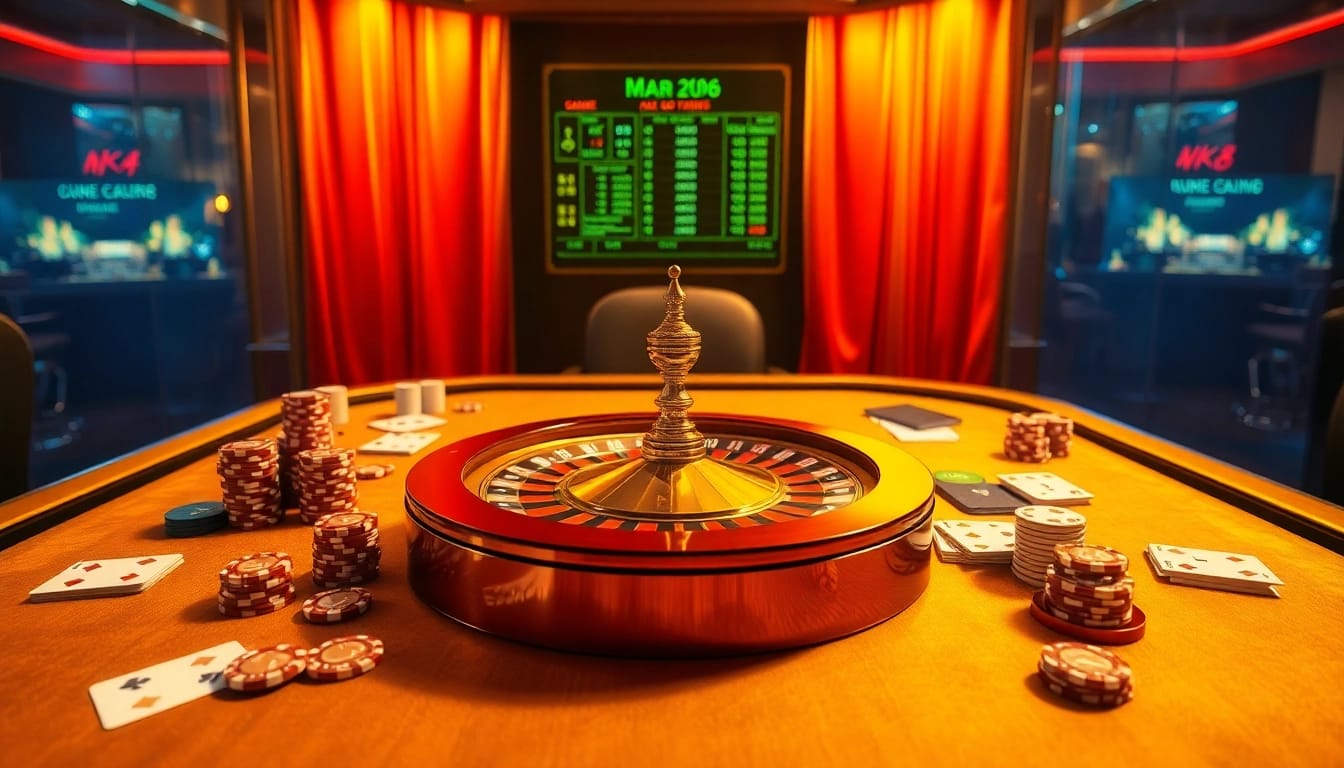 Experience thrilling MK8 gameplay with vibrant casino elements and luxurious betting atmosphere.