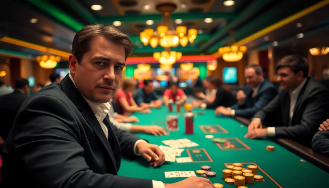 Jablay123 merasakan keseruan di meja poker kasino yang ramai dan penuh warna.