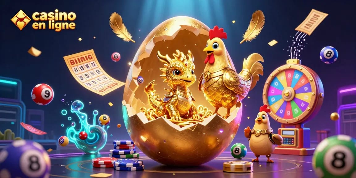 Une scène captivante illustrant un dragon doré sur des jetons de poker, capturant l'esprit du casino en ligne.