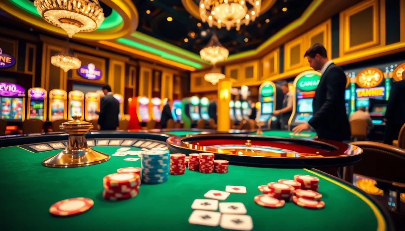 Join the excitement at 68VIP casino with vibrant poker chips and energetic gamblers.