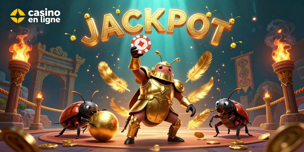 Jouez au casino en ligne avec des éléments vibrants et un jackpot illuminé.