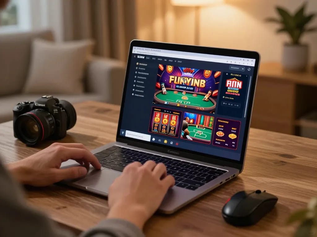 Engaging online gaming session featuring SUNWIN LINK on the screen with a player strategizing at home.