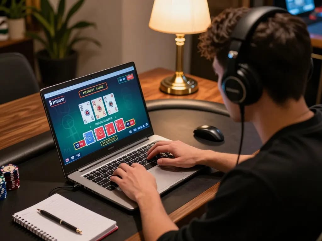 Player focusing on live dealer blackjack at LV88 online casino, showcasing commitment to strategic gameplay.