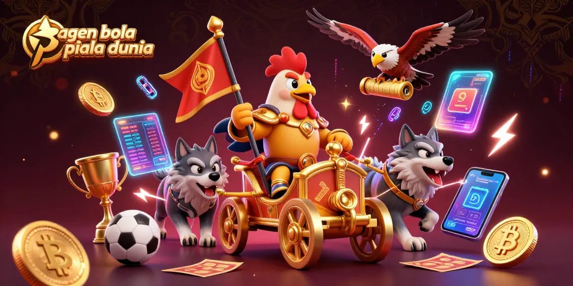 Engage in agen bola piala dunia with dynamic sports betting elements and epic 3D illustration.