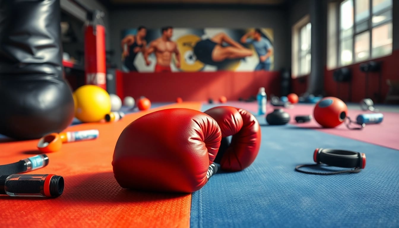 MMA gloves displayed prominently on a training mat, highlighting their quality and design.