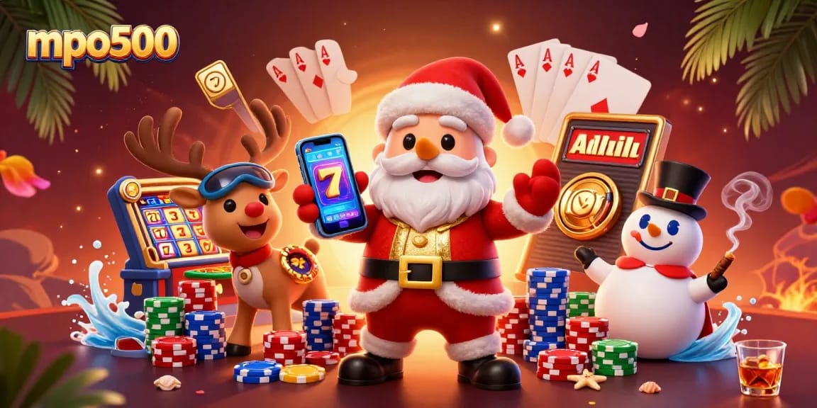Experience the excitement of mpo500 with a vibrant digital illustration featuring characters celebrating jackpots.