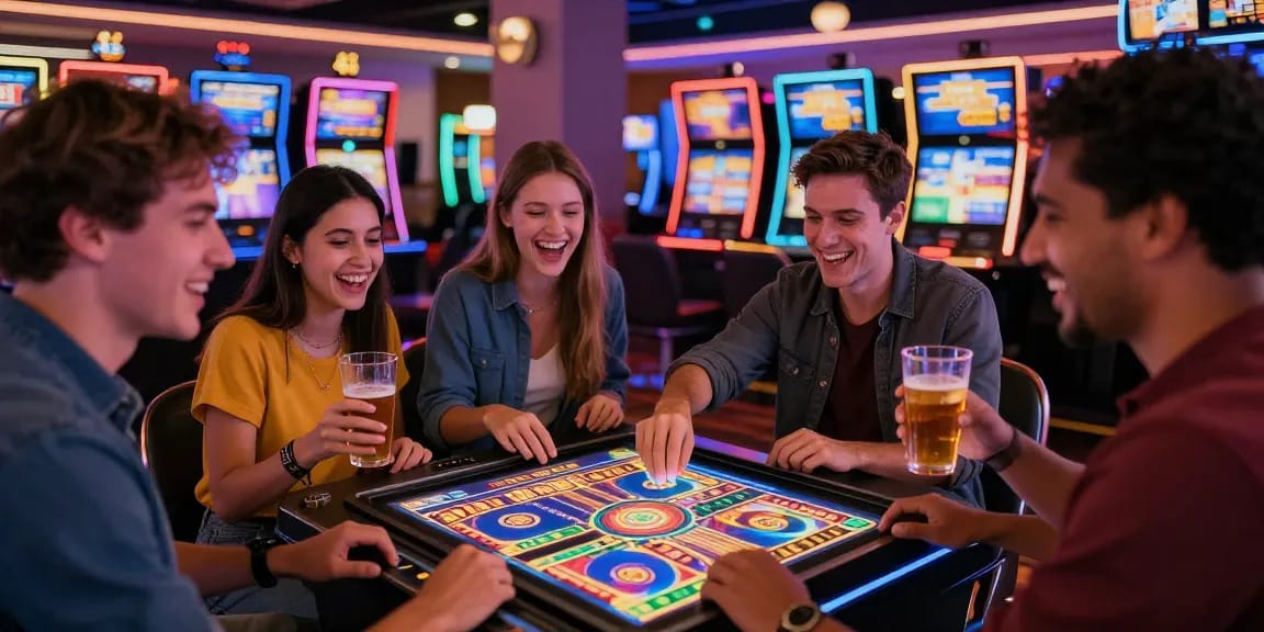 Experience the excitement of bonus buy slots at https://oxfordbedbreakfast.co.uk/ with friends in a vibrant casino setting.