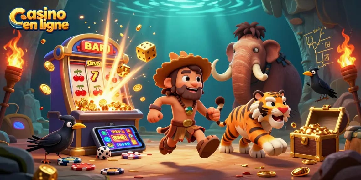 Vivez l'expérience unique de casino en ligne avec nos personnages animés, une machine à sous explosive et une ambiance préhistorique.