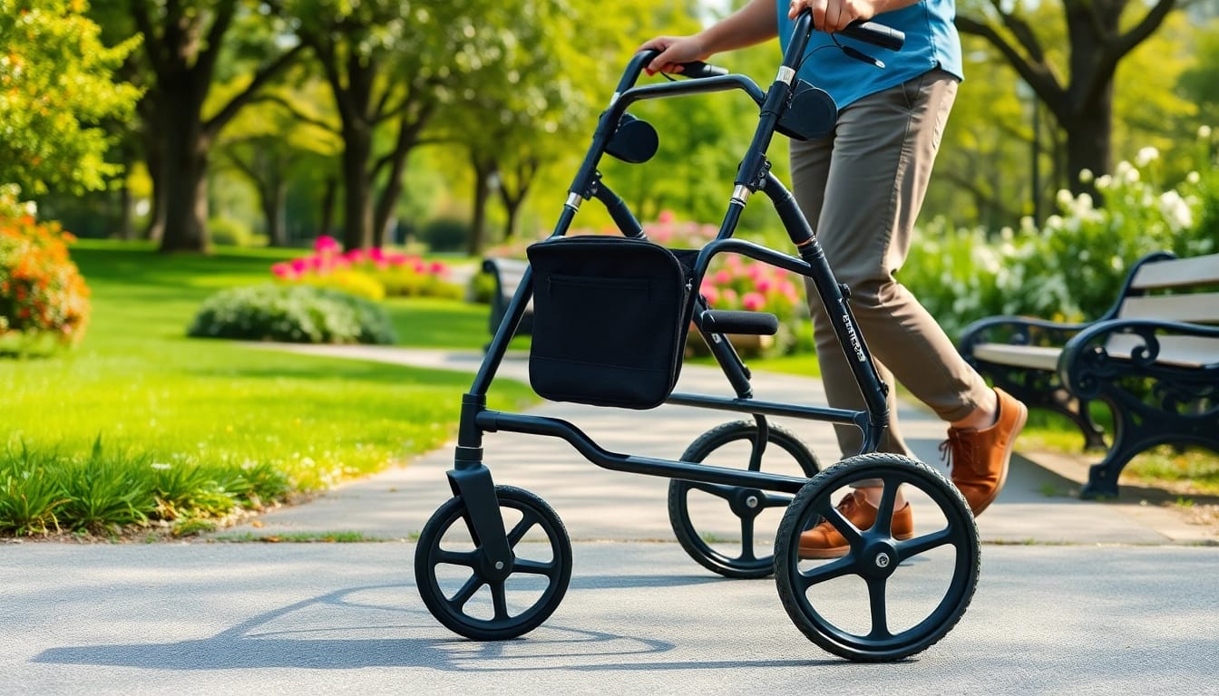 Outdoor rollator testsieger auf einem Weg, der Sicherheit und Mobilität bietet